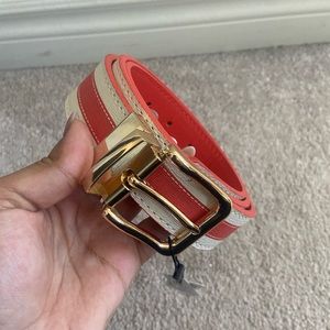 bnwt HERMÈS inspired orange and white striped belt with gold hardware